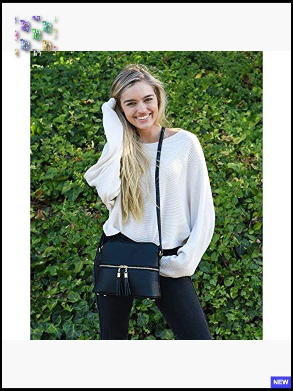 Lightweight Medium Dome Crossbody Bag with Tassel Zipper Pocket Adjustable Strap - Picture 2 of 7